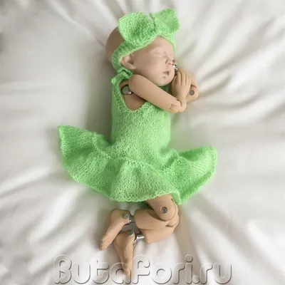 Зеленое платье с повязочкой купить за 1 050 руб. для фотосессии  новорожденной девочки