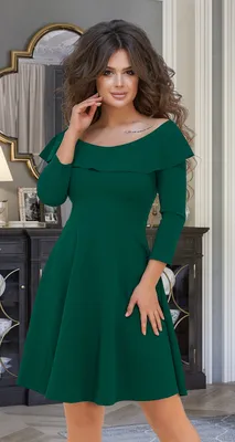 Женская одежда оптом Montella | Красивое зелёное платье № 3607N