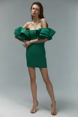 Зеленое платье с бантом - купить оптом по выгодной цене | Интернет-магазин  «DS Trend»