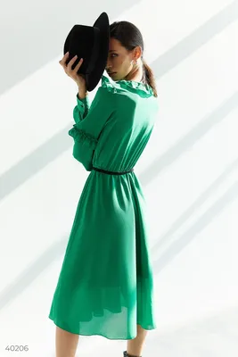 Ярко-зеленое платье-комбинация с провисанием в области декольте - 11224  2199₴ 【MustHave ❤】