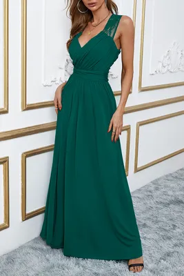 Оливково-зеленое платье макси с разрезами в боковых швах 5741