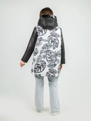 Куртка женская с принтом на спине цвет черный УК 845 для полных женщин