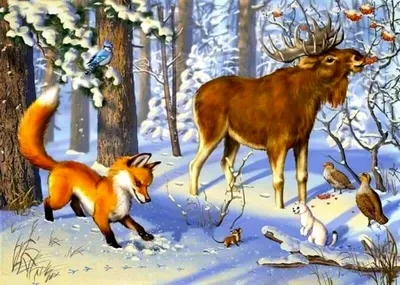 Картинки Животные зимой в лесу для детей (38 шт.) - #3924