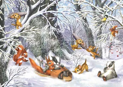 Животные зимой картинки для детей обои