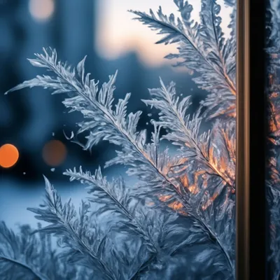 Зимние узоры на окне фото высокого…» — создано в Шедевруме