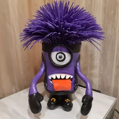 Работа Злые миньоны с волосами и одним глазом - брелок (фиолетовый миньон)  с возможностью распечатки в 3D • Сделано с помощью Voron・Cults