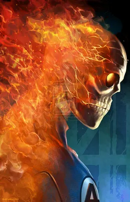 Фантастический 4 Джонни Шторм Человек-факел HD обои | Обои Блики