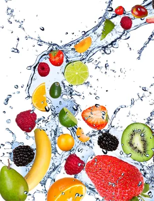 Фон с фруктами в воде: обои на рабочий стол (jpg/png/webp)