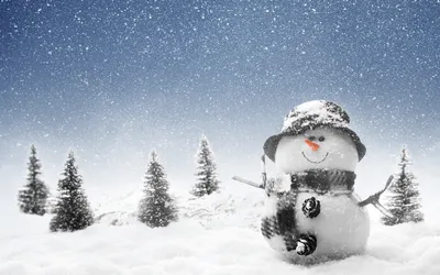 Зимний снеговик на обоях для iPhone: в хорошем качестве