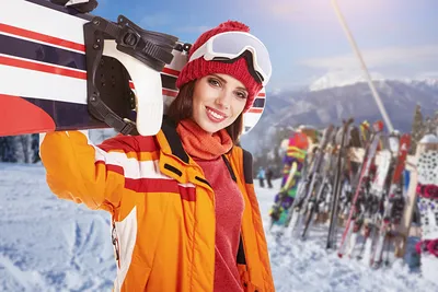 Фото сноуборда на фоне горы в зимнем пейзаже, для Android